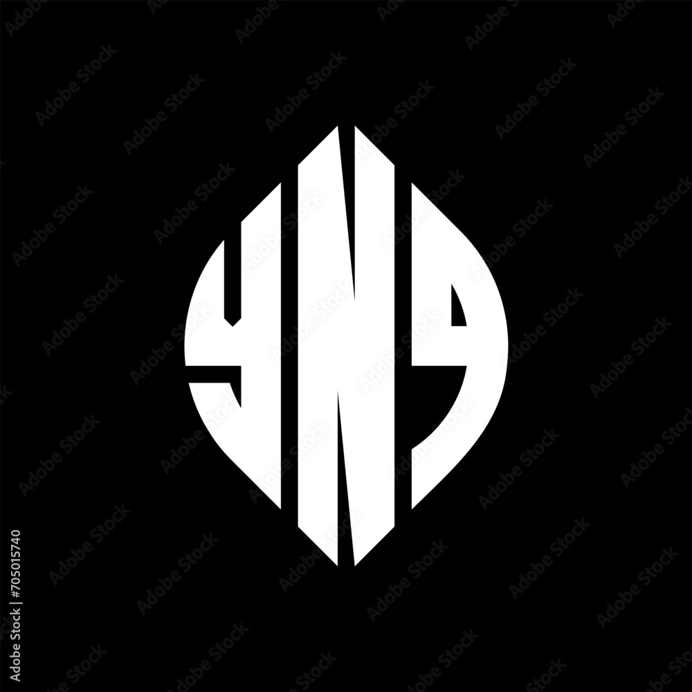 YNQ circle letter logo design with circle and ellipse shape. YNQ ellipse letters with typographic style. The three initials form a circle logo. YNQ circle emblem abstract monogram letter mark vector.
