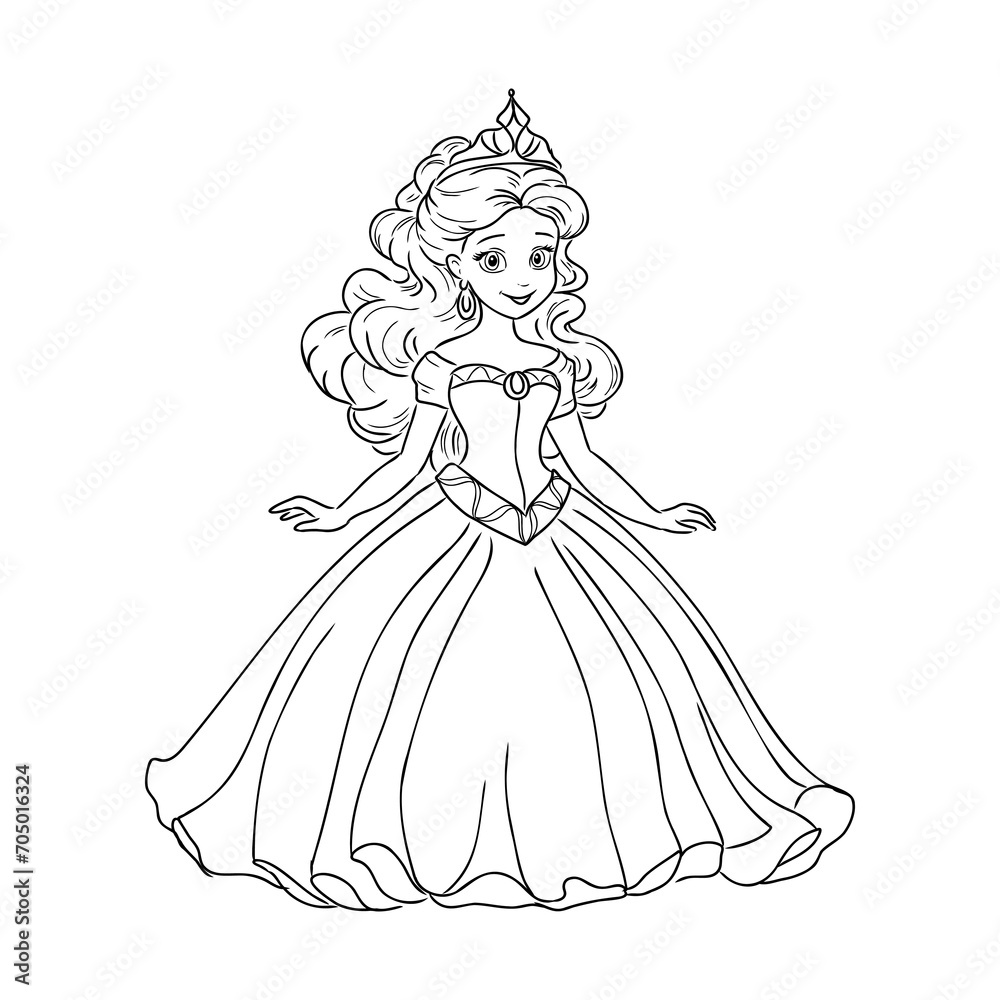 Fototapeta premium Little Princess Coloring page for kids