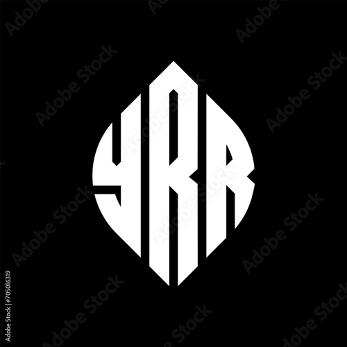 YRR circle letter logo design with circle and ellipse shape. YRR ellipse letters with typographic style. The three initials form a circle logo. YRR circle emblem abstract monogram letter mark vector.