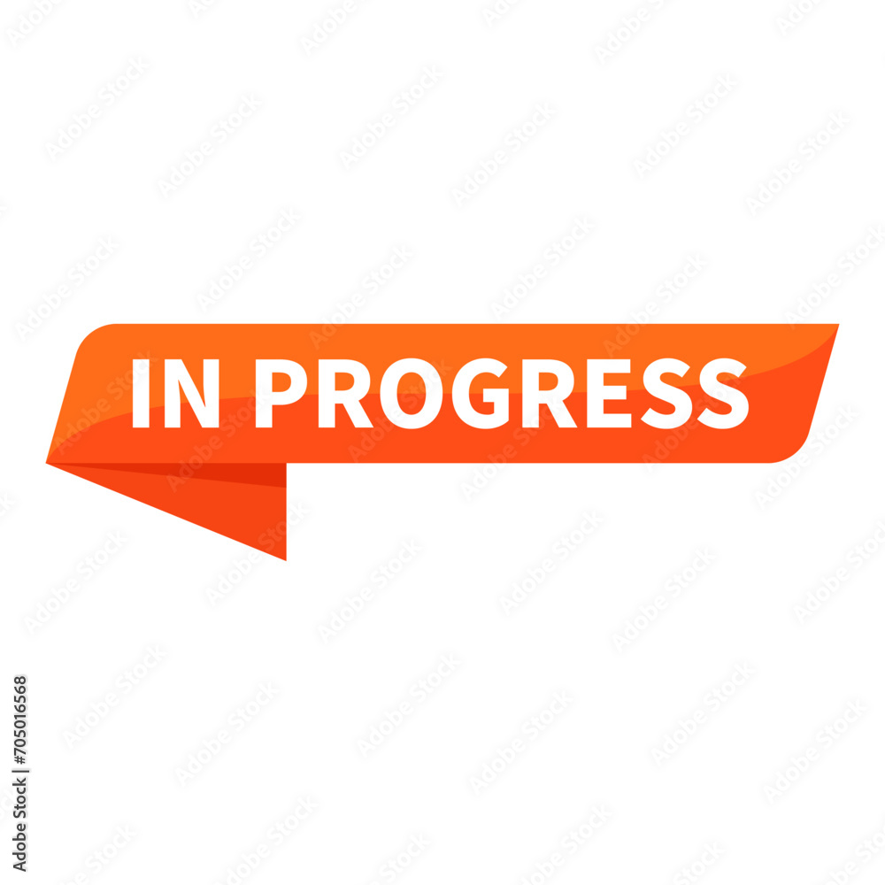 In Progress Orange Ribbon Rectangle Shape For Information Announcement Sign Social Media Marketing Business
