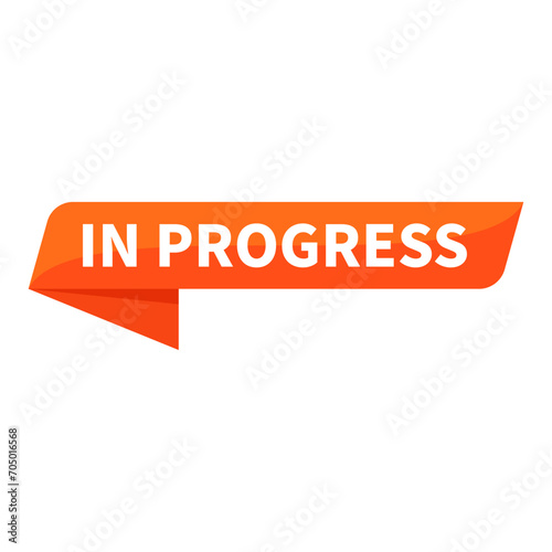 In Progress Orange Ribbon Rectangle Shape For Information Announcement Sign Social Media Marketing Business 