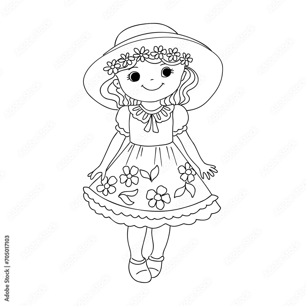 Girl cartoon,vector illustration isolated on white background,coloring book pages. Girl cartoon,vector illustration isolated on white background,coloring book pages.