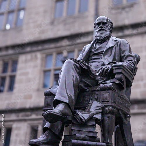 Statue of Charles Darwin in Shrewsbury UK photo