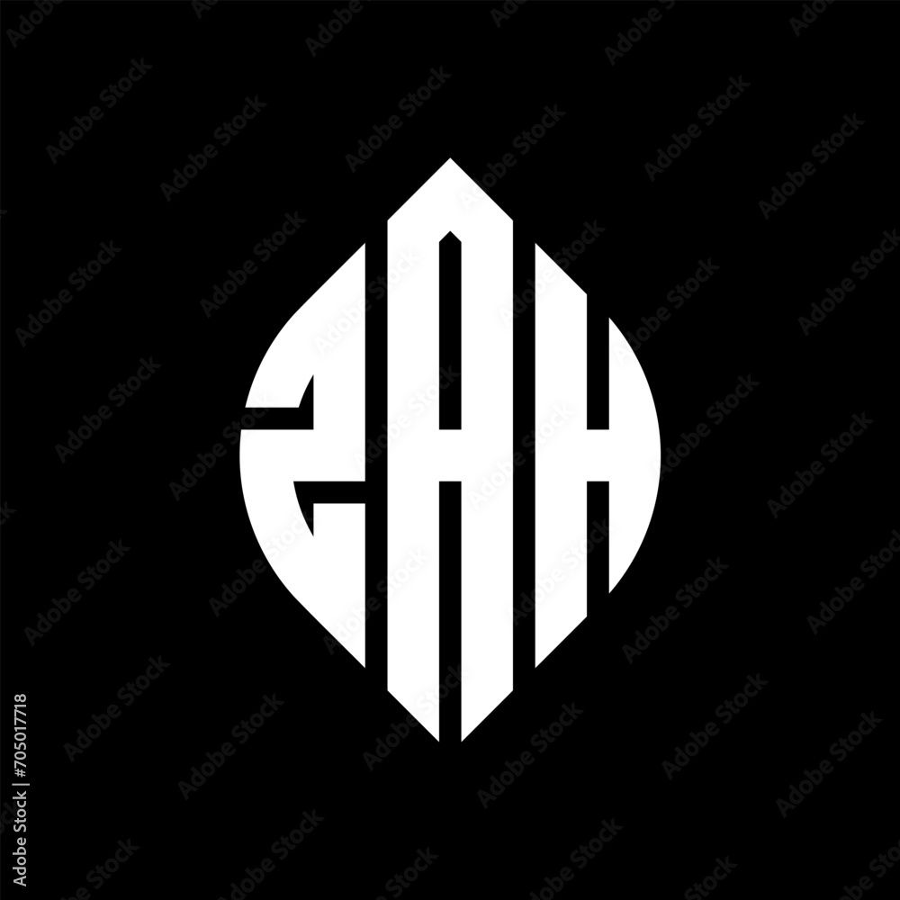ZAH circle letter logo design with circle and ellipse shape. ZAH ellipse letters with typographic style. The three initials form a circle logo. ZAH circle emblem abstract monogram letter mark vector. ZAH circle letter logo design with circle and ellipse shape. ZAH ellipse letters with typographic style. The three initials form a circle logo. ZAH circle emblem abstract monogram letter mark vector.