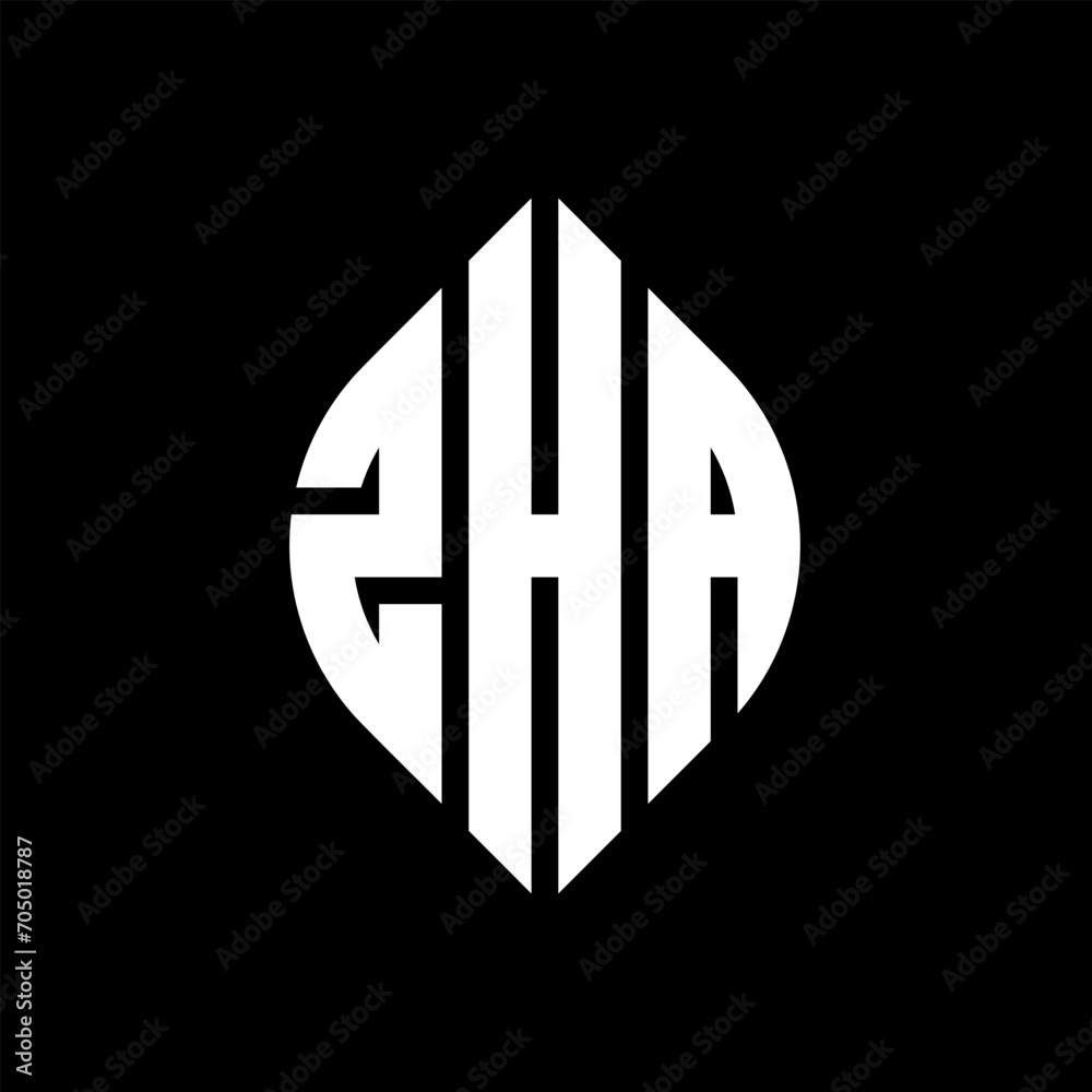 ZHA circle letter logo design with circle and ellipse shape. ZHA ellipse letters with typographic style. The three initials form a circle logo. ZHA circle emblem abstract monogram letter mark vector. ZHA circle letter logo design with circle and ellipse shape. ZHA ellipse letters with typographic style. The three initials form a circle logo. ZHA circle emblem abstract monogram letter mark vector.