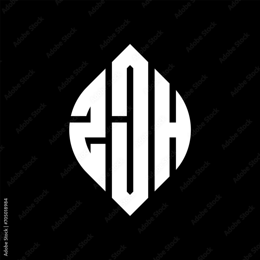 ZJH circle letter logo design with circle and ellipse shape. ZJH ellipse letters with typographic style. The three initials form a circle logo. ZJH circle emblem abstract monogram letter mark vector. ZJH circle letter logo design with circle and ellipse shape. ZJH ellipse letters with typographic style. The three initials form a circle logo. ZJH circle emblem abstract monogram letter mark vector.