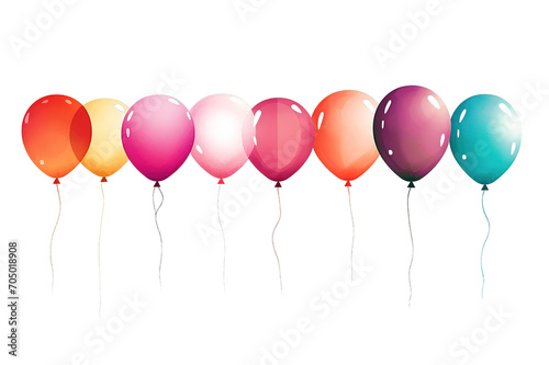 Colorful Flying Balloons isolated on PNG Background. Generative Ai.