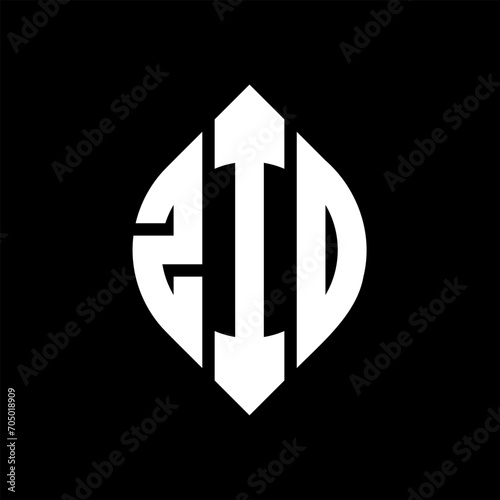ZIO circle letter logo design with circle and ellipse shape. ZIO ellipse letters with typographic style. The three initials form a circle logo. ZIO circle emblem abstract monogram letter mark vector. photo