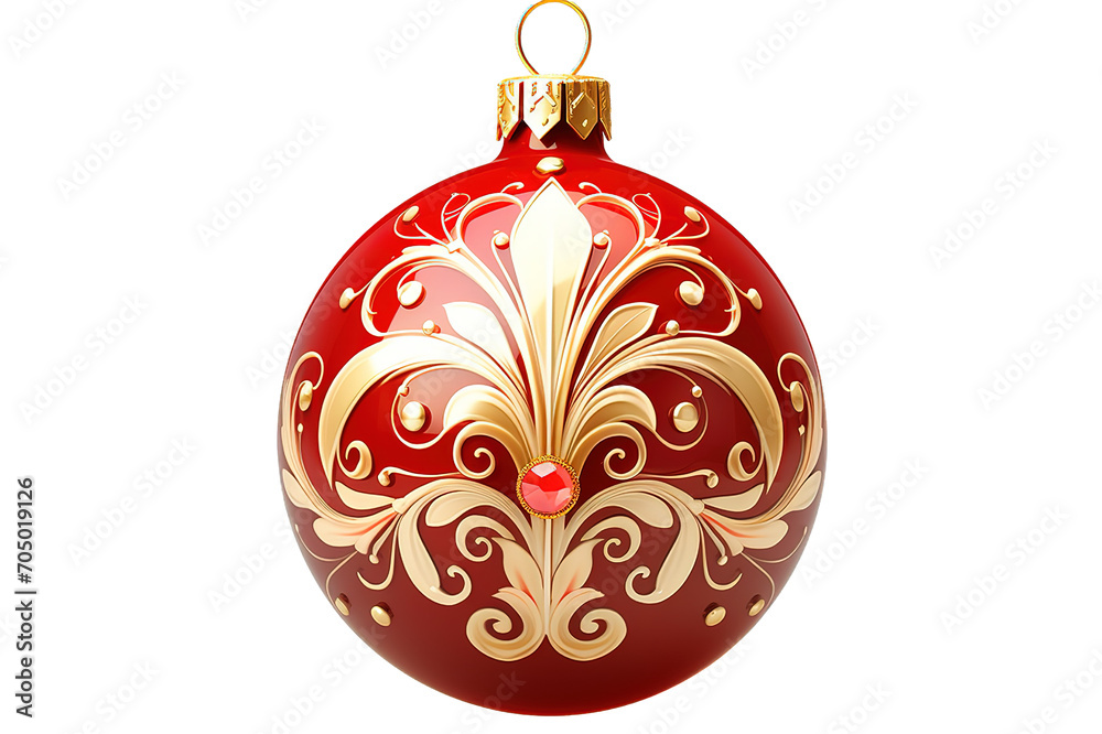 Christmas decoration red glass ball isolated on PNG Background. Generative Ai. Christmas decoration red glass ball isolated on PNG Background. Generative Ai.