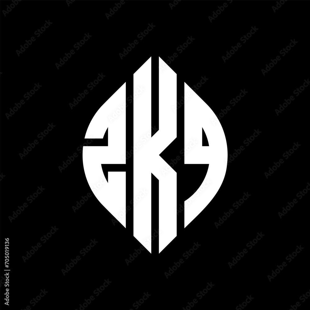 ZKQ circle letter logo design with circle and ellipse shape. ZKQ ellipse letters with typographic style. The three initials form a circle logo. ZKQ circle emblem abstract monogram letter mark vector. ZKQ circle letter logo design with circle and ellipse shape. ZKQ ellipse letters with typographic style. The three initials form a circle logo. ZKQ circle emblem abstract monogram letter mark vector.