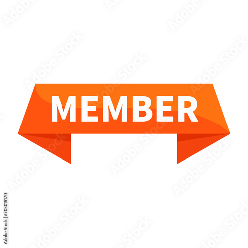 Member In Orange Ribbon Rectangle Shape For Sign Information Announcement Business Marketing Social Media
 photo
