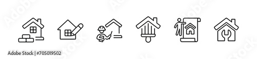 simple set of house renovation construction icon vector home and building property fix repair symbol illustration outline design for web and app