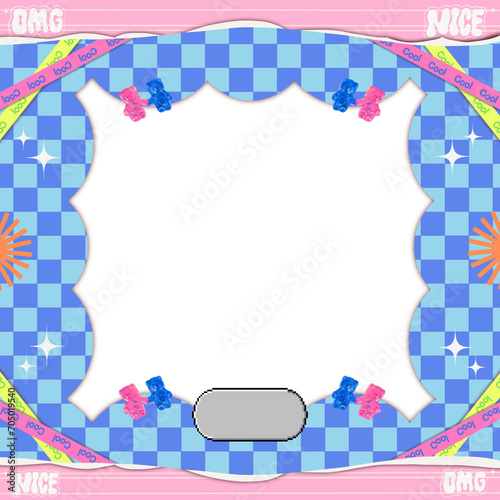 Frame Y2k style Main color blue and light blue