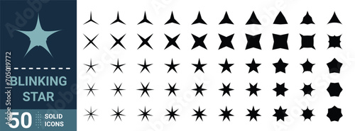 Blinking star solid icon collection - Vector