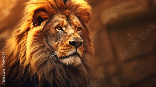 A lion with long mane