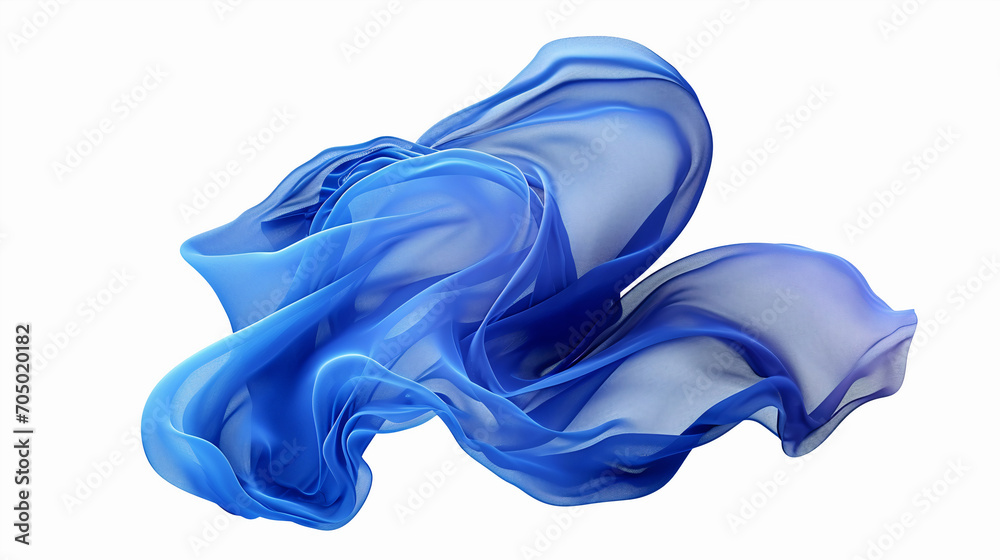 Obraz premium Blue abstract shape flows on a light background, wavy flow, background with wavy lines, smooth waves. Generative AI.