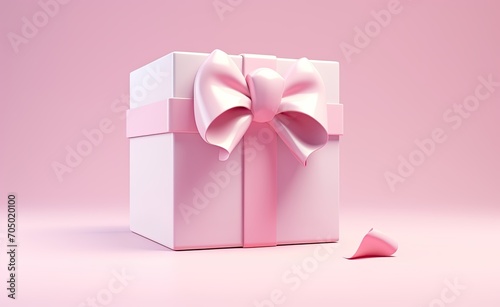 Pink gift box with ribbon 