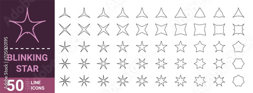Blinking star line icon collection - Vector