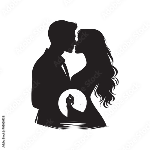 Ephemeral Love Bliss Silhouette: Mesmerizing Stock Photo - Valentine Day Black Vector Stock
