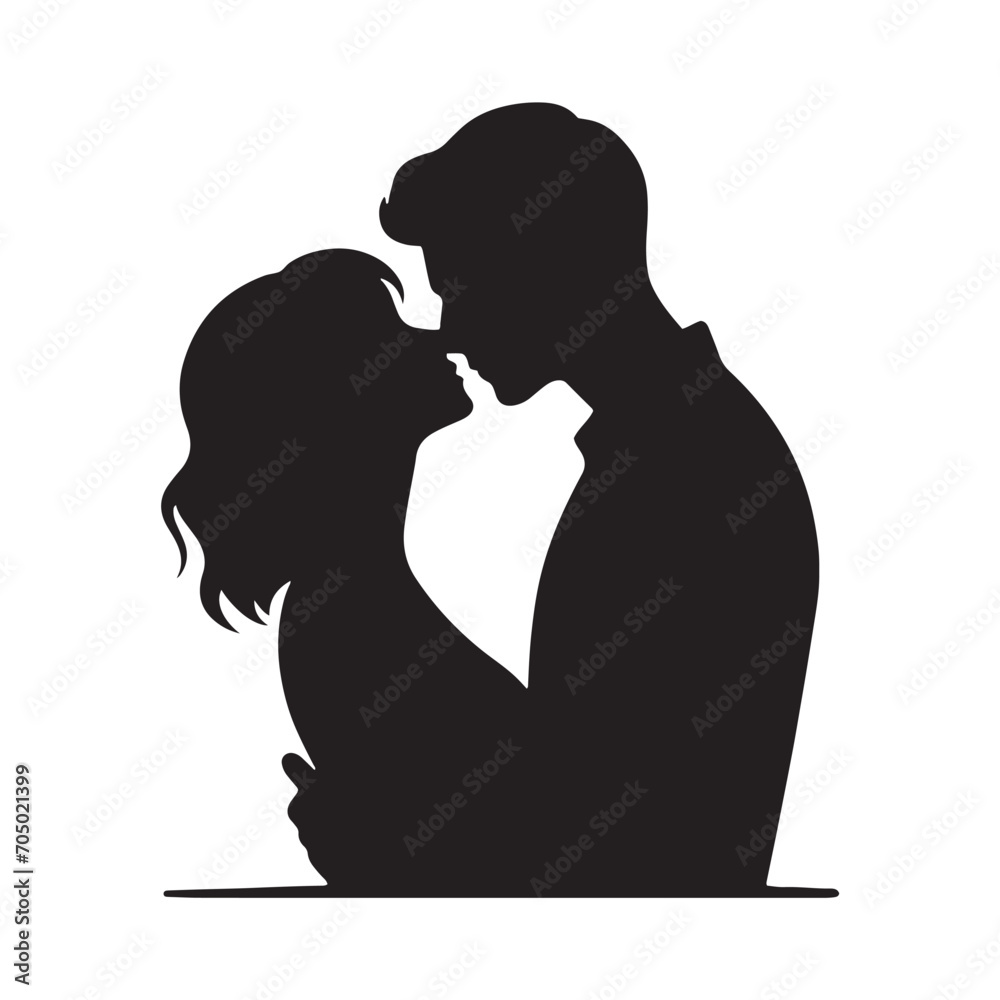 Sweet Serenade Harmony Silhouette: Captivating Stock Image - Valentine Day Black Vector Stock
