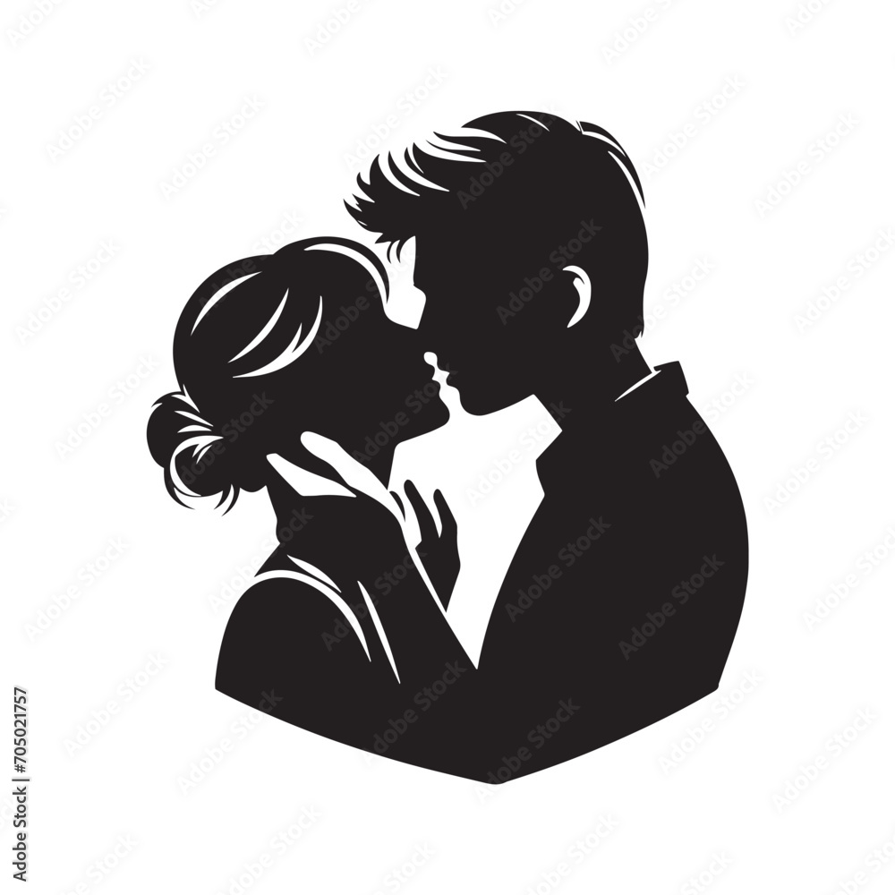 Endearing Love's Whisper Silhouette: Ideal for Stock - Valentine Day Black Vector Stock
