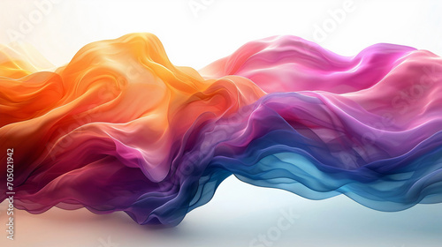 Spectrum  rainbow color  abstract shape flows on a light background  wavy flow  background with wavy lines  smooth waves. Generative AI.