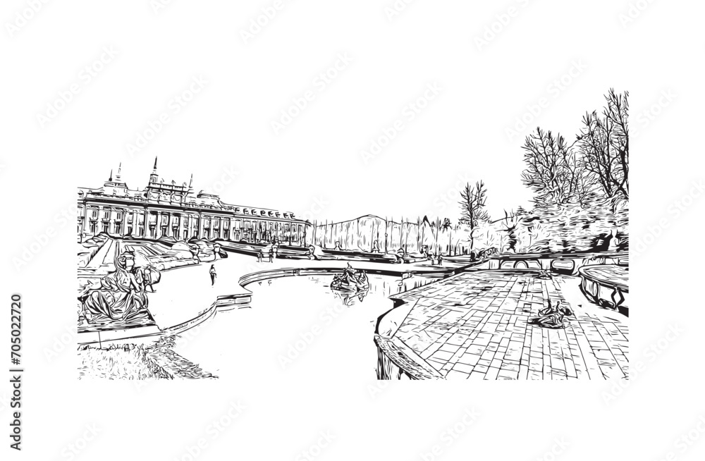 Obraz premium segovia city in spain. Hand drawn sketch illustration in vector.