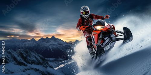 motocross rider jumping in snow