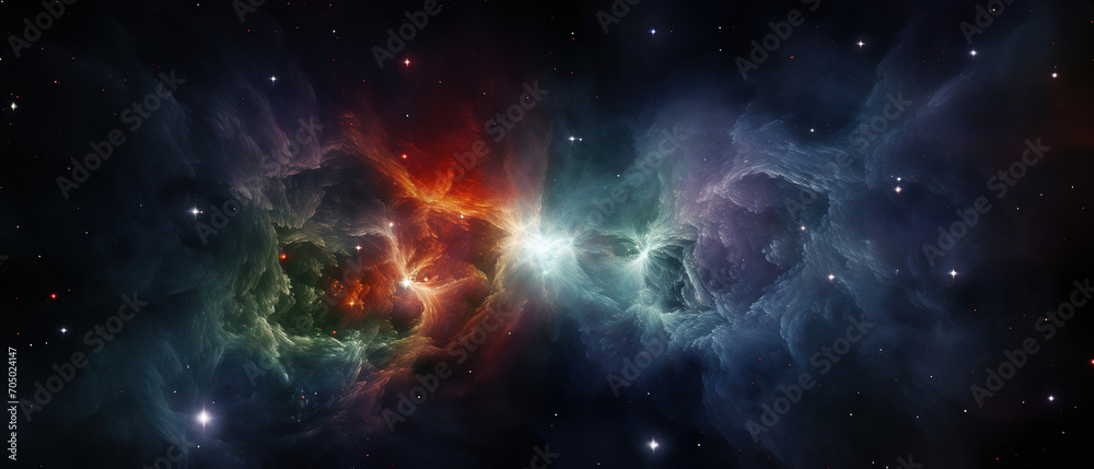 Fototapeta premium A Wallpaper of vast and radiant nebula in the Space. Universe