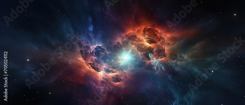 A Wallpaper of vast and radiant nebula in the Space.  Universe photo