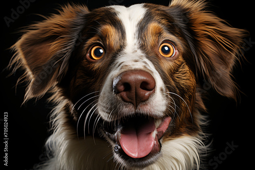 Dog Portraite of Happy surprised funny Animal head peeking Pixar Style 3D render Illustration