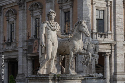 Dioskur Pollux mit Pferd, Kapitolplatz, Rom, Italien