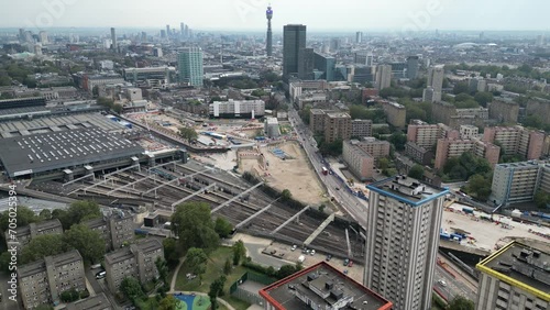 Social housing tower blocks at Harrington Square, Camden, towards Euston and Euston railway station photo