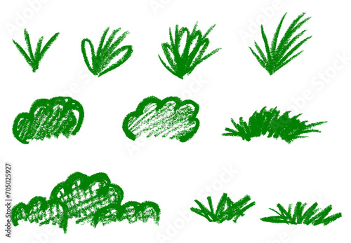 Grass and Bush Chalk Crayon Drawing