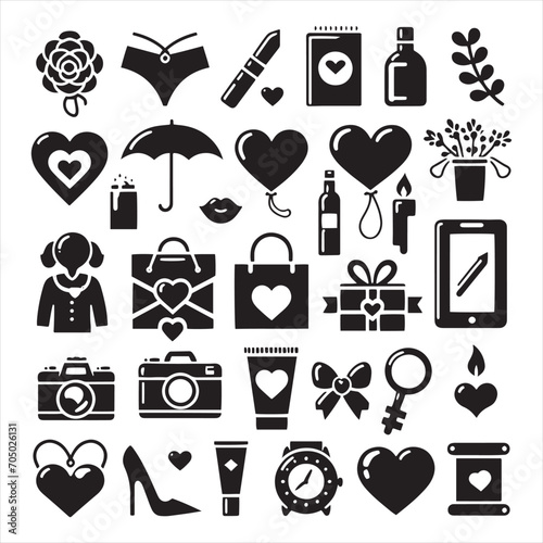 Whispering Twilight Love: Valentine's Day Silhouette Enriched with Romantic Black Vector
