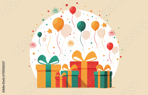 Holiday gift balloon vector illustration