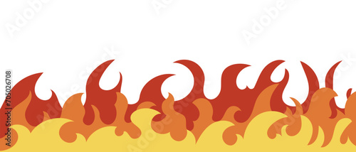 Fire flame in flat cartoon style. Fire background. Fire.