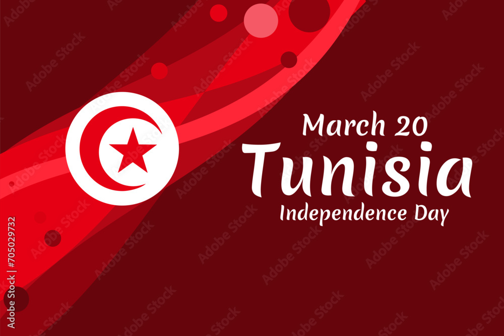 Fototapeta premium March 20, Independence Day. Independence Day of Tunisia vector illustration. Suitable for greeting card, poster and banner. 