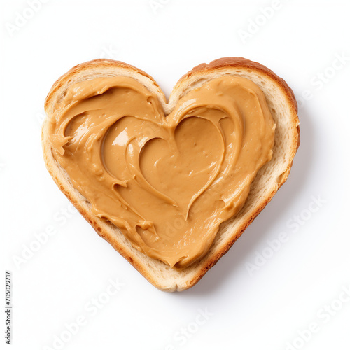 heart-shaped toast with peanut butter photo