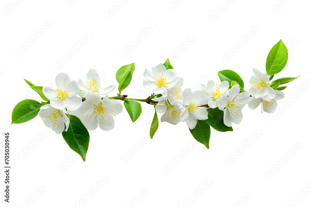 White tea flowers on a white