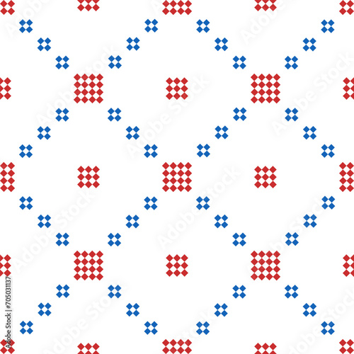 Ethnic seamless design.Geometric folklore ornament. Pixel pattern.Tribal ethnic vector texture.Cross stitch Seamless tribal embroidery. Scandinavian folk pattern for texture,fabric,wrapping,print.