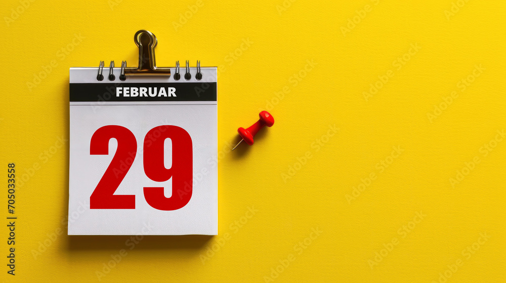 German calender with February 29th marked as leap year - obrazy, fototapety, plakaty 