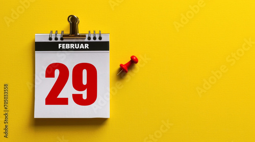 German calender with February 29th marked as leap year photo