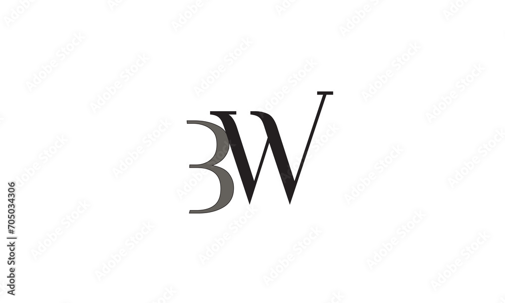 BW, WB, W, B Abstract Letters Logo Monogram BW, WB, W, B Abstract Letters Logo Monogram