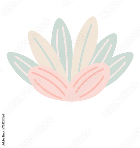 Floral element of a set in aesthetic design. The graceful flower branch, rendered in an outline style, invites you to immerse yourself in its tranquil botanic reverie. Vector illustration.