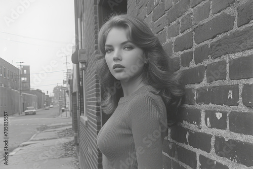 vintage photography, , posing in alley, stylistic poses, 1960s woman