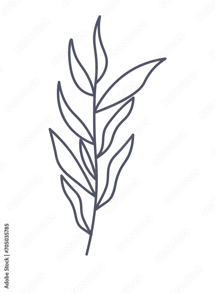 Floral element of a set in aesthetic design. The intricate flower branch is beautifully depicted in black outline style, offering a captivating addition to your projects. Vector illustration. Floral element of a set in aesthetic design. The intricate flower branch is beautifully depicted in black outline style, offering a captivating addition to your projects. Vector illustration.
