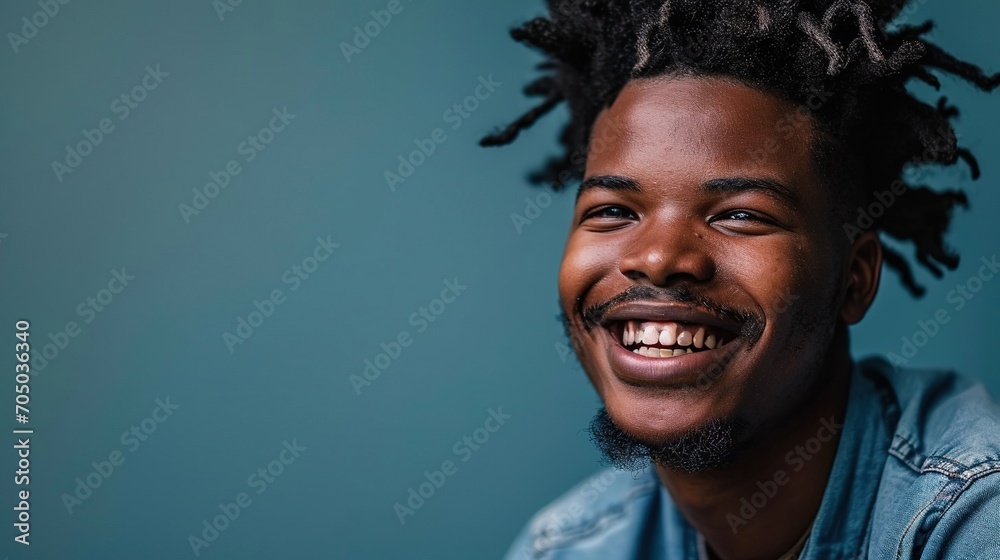 Fototapeta premium A black student smile on background. Created with Generative Ai technology.