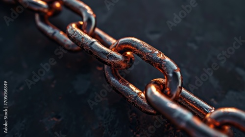 Close-up of Chain on Black Surface - Linking Elements of Strength and Security