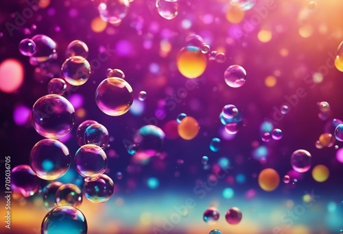 Abstract pc desktop wallpaper background with flying bubbles on a colorful background aspect ratio